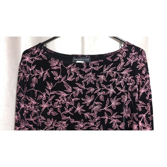 Connected Apparel Black Metallic Pink Sparkle Liquid Knit Top Size XL Festive - Picture 8 of 13